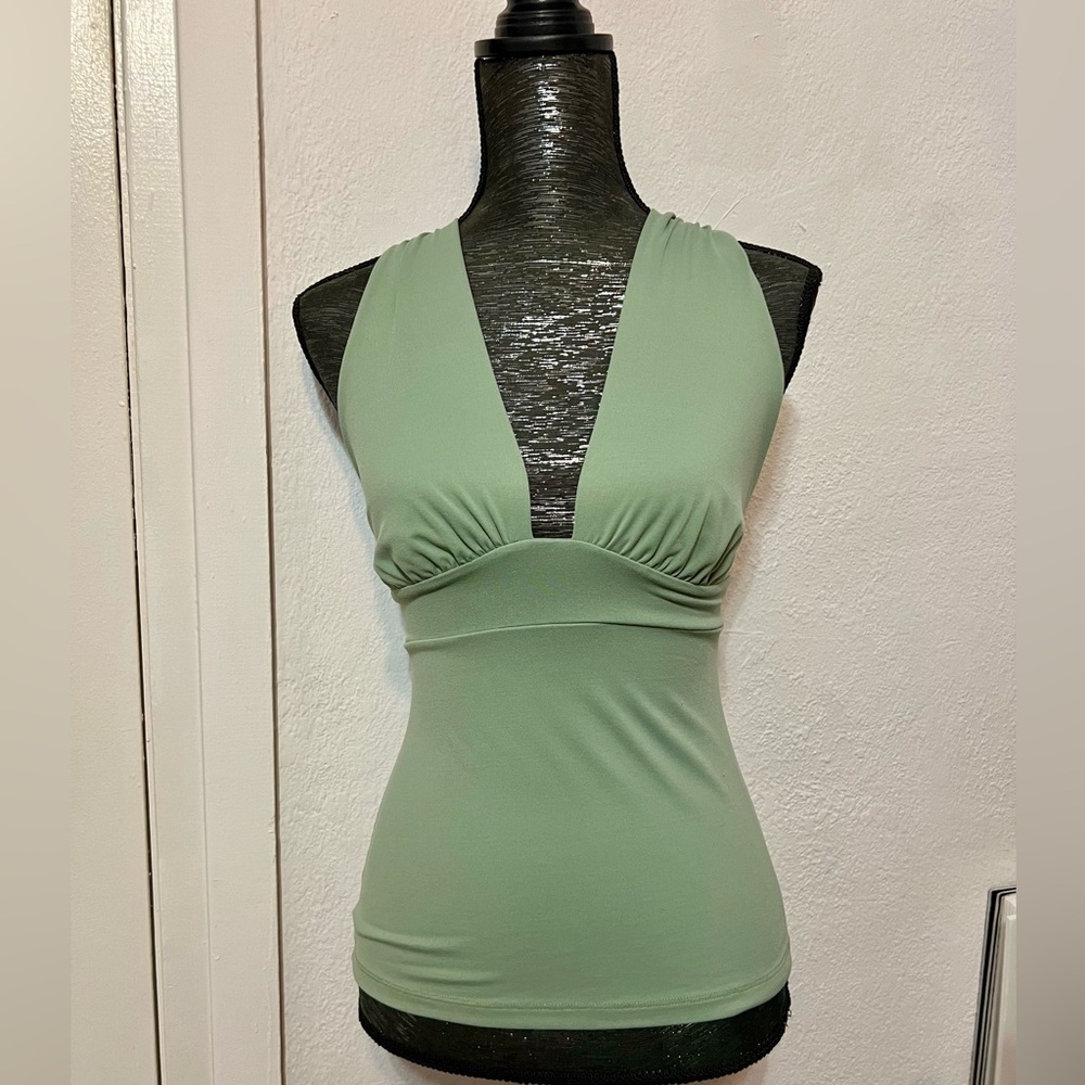 Susana Monaco Sage Mint Green Summer Cross Back Summer Top Sz S